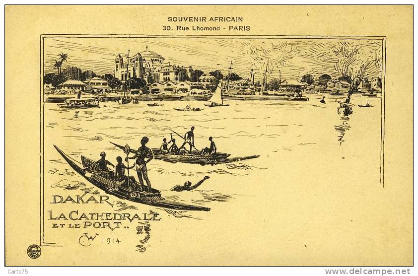 SENEGAL - DAKAR - Cathédrale Et Port - Série Souvenir Africain - Senegal
