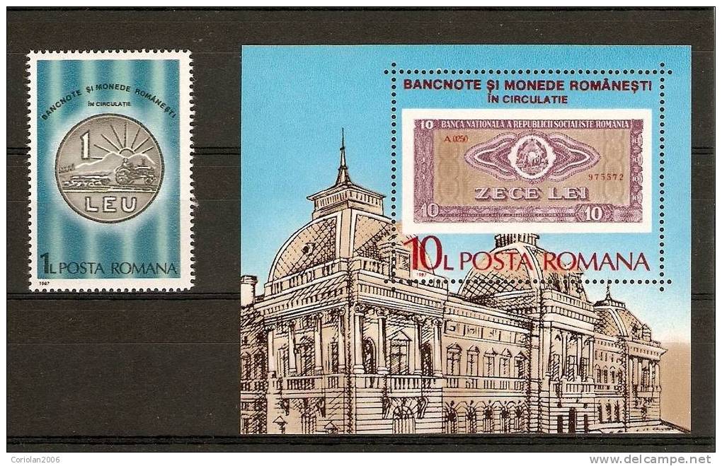 Roumanie 1987 / Monnaies Et Bancnotes En Circulation 1 Val + MS - Coins