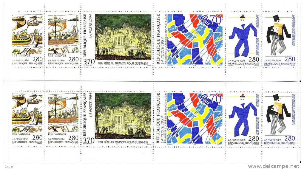 2872 Relations Culturelles France-Suède 2 CARNETS - Commemoratives