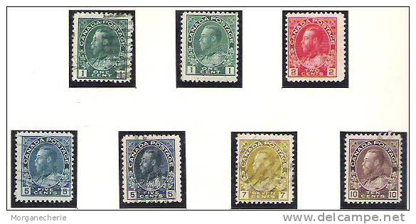 CANADA, 1912-1916, YT 93-99 (93+94 (*) ET 99 A, 93-94 B, 94 C, 95 A - Usati