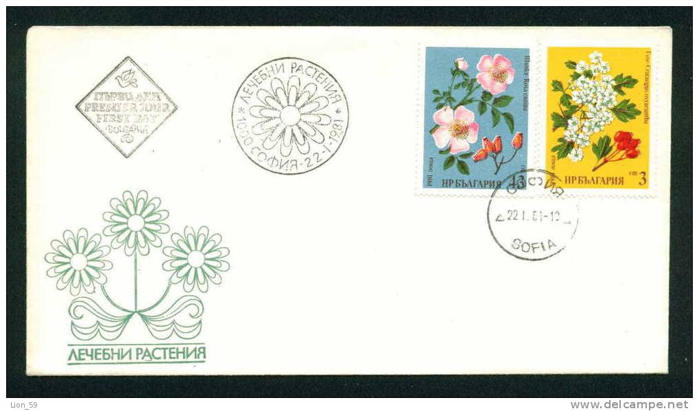 FDC 3018 Bulgaria 1981 / 3 Flora Medicinal Herbs /Weissdorn Johanniskraut Schwarzer Holunder Brombeere Silberli - Groenten