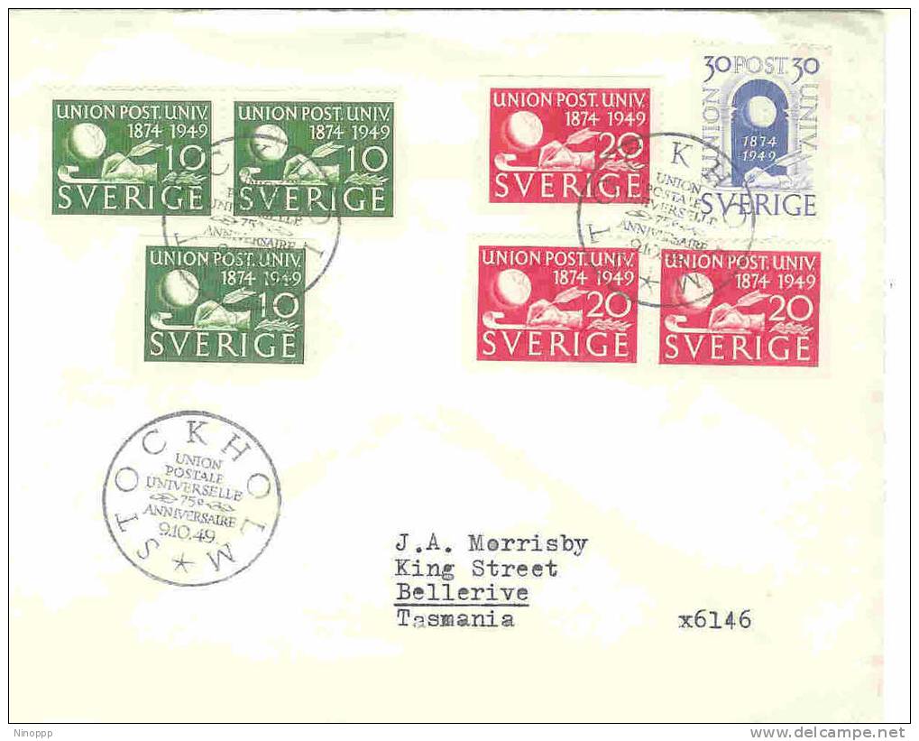 Sweden-1949 UPU  First Day Cover Sent To Australia - Maximum Cards & Covers