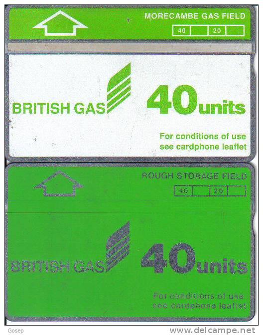 United Kingdom-cur007b(green)-40 Units-125h------cur009-(white+green-40units-229a-2 Phone Card Used - Boorplatformen