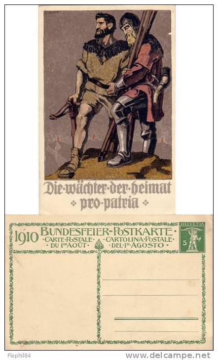 SUISSE-ENTIER ILLUSTREE PRO PATRIA- 1910 NEUVE - Interi Postali