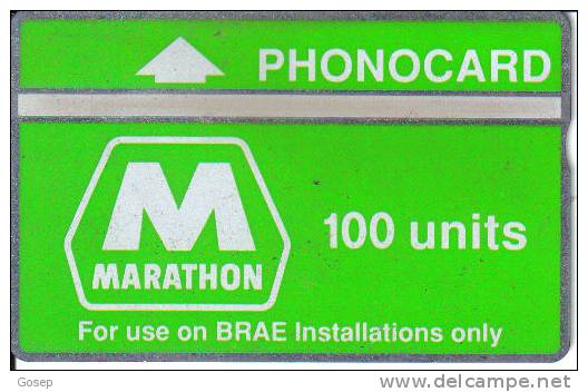 United Kindom-cur006-100units-marathon(thermographic Band) Tirage? 505d-used Card - Plateformes Pétrolières