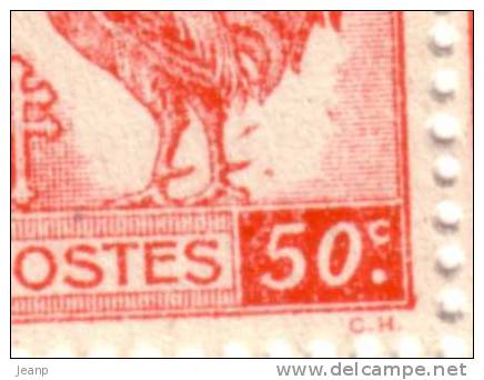 Coq D´Alger 50c Rouge Yvert 633, éclats Sur La Patte Gauche, ** - 1944 Gallo E Marianna Di Algeri