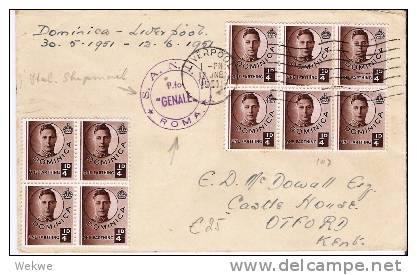 Lee025/ Dominica Georg VI, Italienische Schiffsost 1951 (Brief, Cover, Lettre) - Dominica (...-1978)