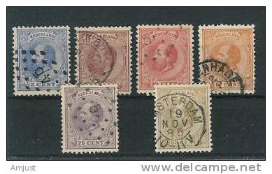 Pays-Bas Timbres Oblitérés 19-20-21-23-25-27 - Autres & Non Classés