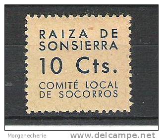 ESPANA, RAIZA DE SONSIERRA, COMITE LOCAL DE SOCORROS, 10 Cts, - Viñetas De La Guerra Civil
