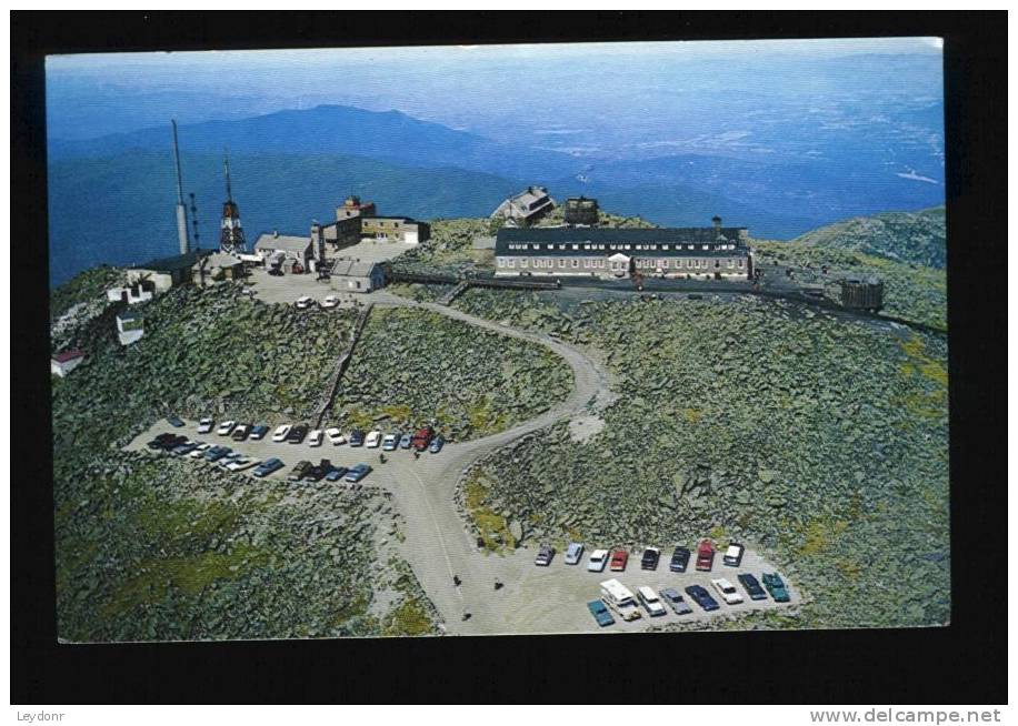 Aerial View Summit House Hotel, T.V. Station, Mount Washington, U.S. Weather Observatory New Hampshire - White Mountains