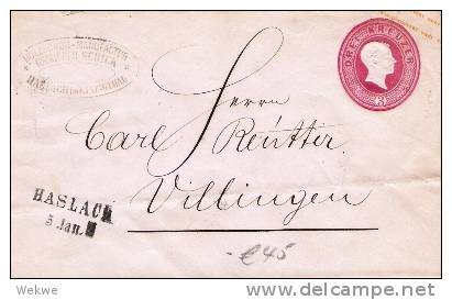 Bad076/  BADEN - Haslach Auf Ganzsache, 2-Zeiler, Nach Villingen - Postal  Stationery