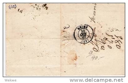 Bad079/ BADEN -  Mannheim-Frankreich Taxstempel R6K, 1887 - Cartas & Documentos