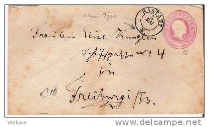 Bad100/  BADEN - Rastatt 2-Kreiser Mit Wappen Auf U 12, Nach Freiburg - Postal  Stationery