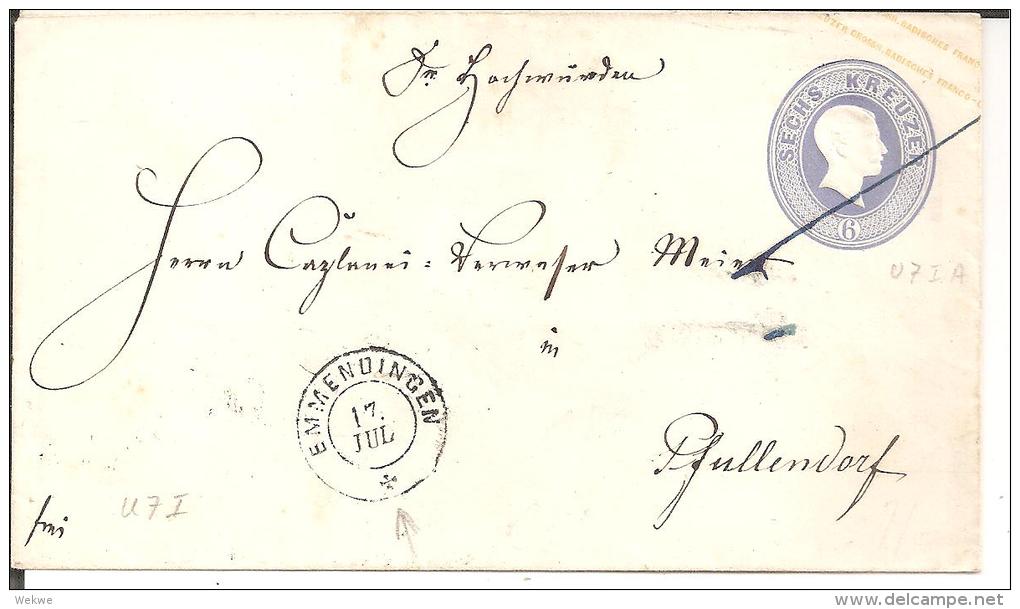 Bad102/ BADEN -  Emmendingen 2-Kreiser, Auf Ganzsache U 7 IA, NACH PFULLENDORF - Postal  Stationery