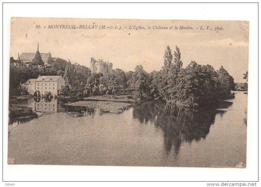 MONTREUIL BELLAY 49 EGLISE CHATEAU ET MOULIN - Montreuil Bellay