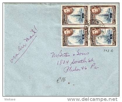 BER001 /  BERMUDA - GeorgVI Hafen 4er Block 1948  Nach Phula Pa.(Brief, Cover, Lettre) - Bermuda