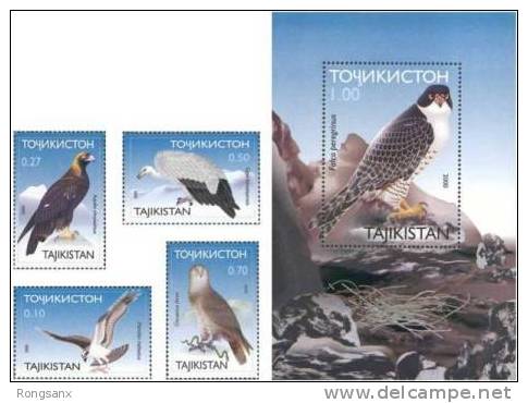 2000 TAJIKISTAN Birds Of Prey. 4v + S/S - Tadzjikistan