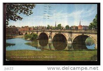 Jolie CP Ancienne Angleterre English Bridge River Severn Shrewsbury - A Circulée - Shropshire