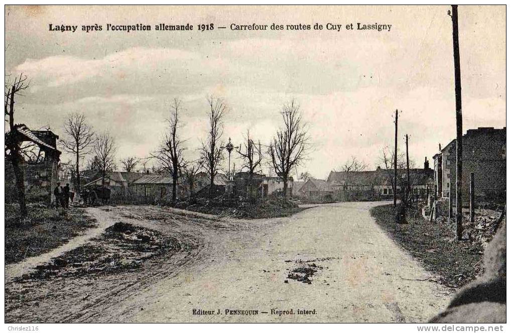 60 LAGNY Carrefour Des Routes De Cuy Et Lassigny  Beau Plan - Lassigny