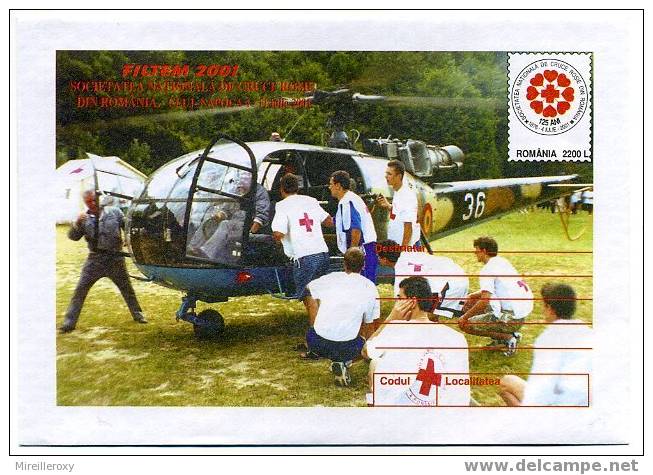 ENTIER POSTAL ROUMANIE / STATIONERY / HELICOPTERE SAUVETAGE CROIX ROUGE - Hélicoptères