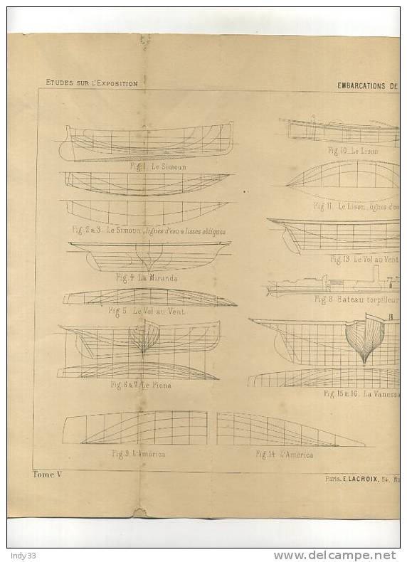 - L´ ART NAVAL . NAVIGATION  DE PLAISANCE . GRAVURE DE L´EXPOSITION DE PARIS DE 1878 - Technik & Instrumente