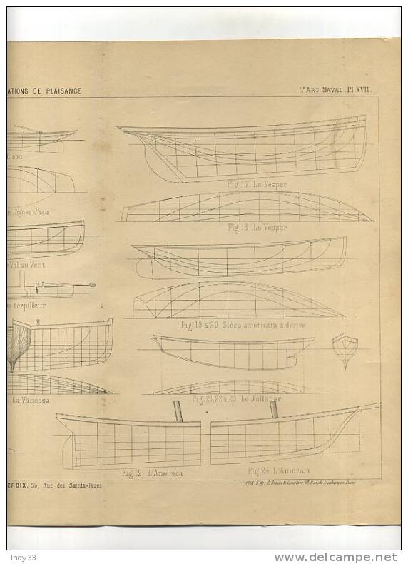 - L´ ART NAVAL . NAVIGATION  DE PLAISANCE . GRAVURE DE L´EXPOSITION DE PARIS DE 1878 - Technique Nautique & Instruments