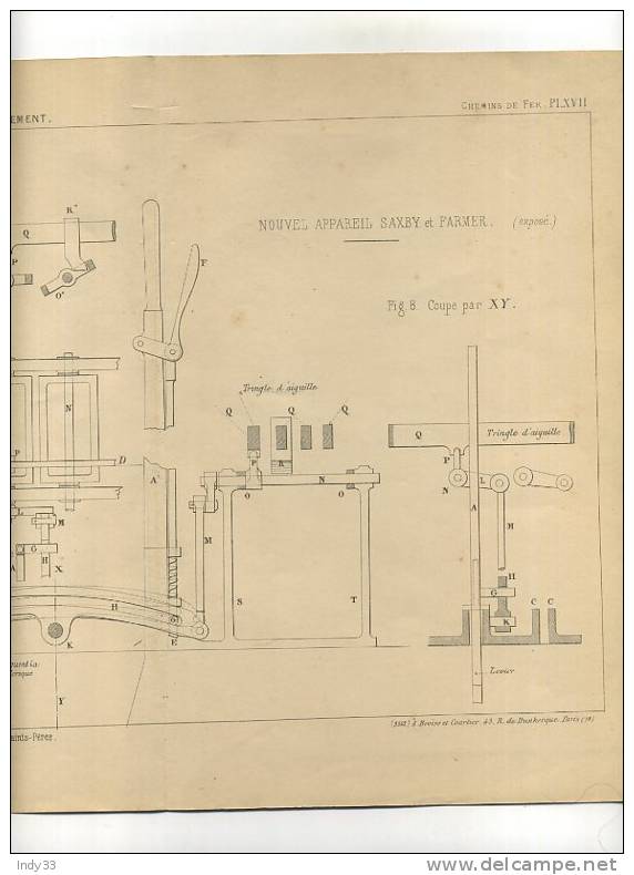 - CHEMINS DE FER . APPAREILS D´ENCLENCHEMENT . GRAVURE DE L´EXPOSITION DE PARIS DE 1878 - Railway