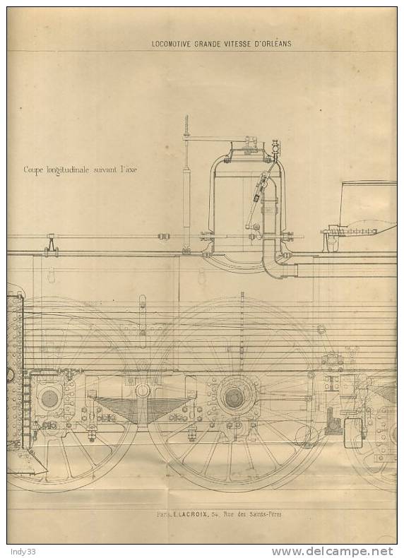 - CHEMINS DE FER . LOCOMOTIVE GRANDE VITESSE D´ORLEANS . GRAVURE DE L´EXPOSITION DE PARIS DE 1878 - Ferrocarril