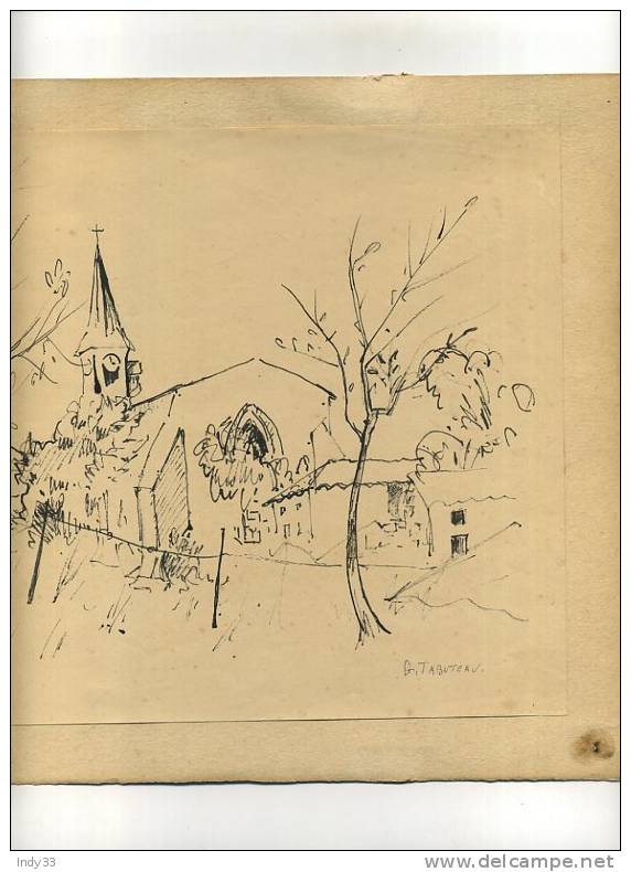 - VUE DE VILLAGE . ENCRE DE CHINE SIGNEE - Dibujos