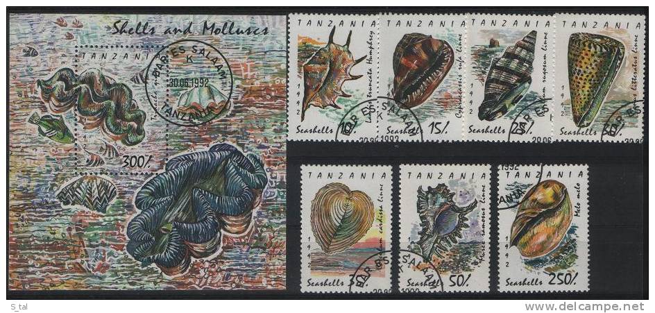 TANZANIA Shells+fishes Set 7 Stamps+S/Sheet - Conchas