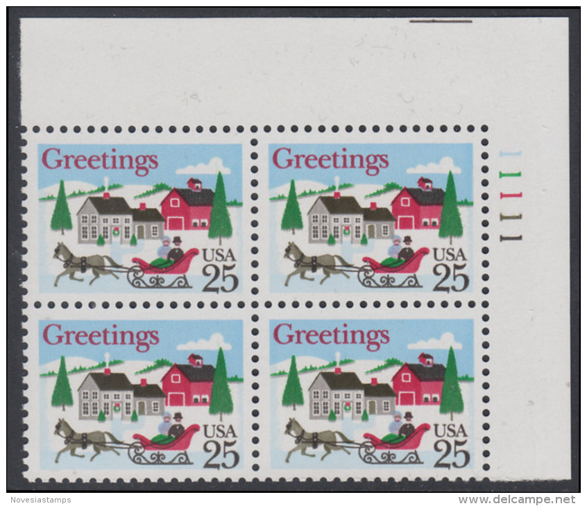 !a! USA Sc# 2400 MNH PLATEBLOCK (UR/11111) - Christmas: Village Scene - Nuovi