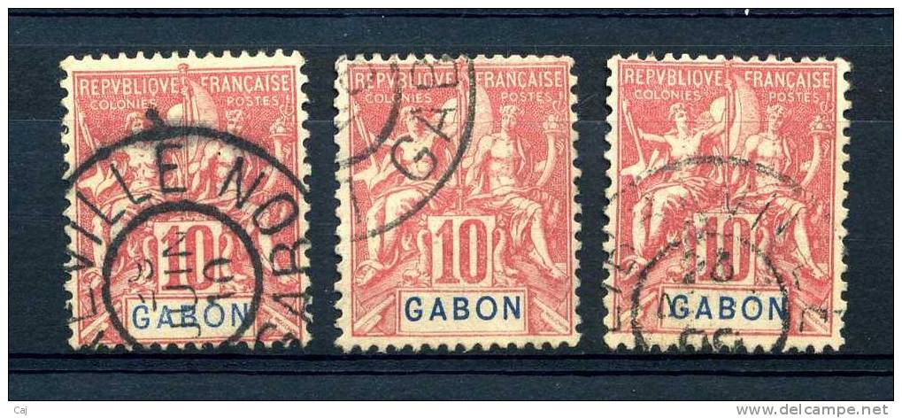 Gabon  :  Yv  20  (o)   3 Exemplaires - Used Stamps