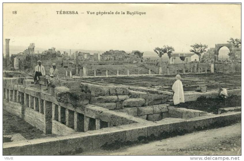 CPA - ALGERIE - TEBESSA : Vue Générale De La Basilique (circulée, 1906)  Animée. - Tebessa