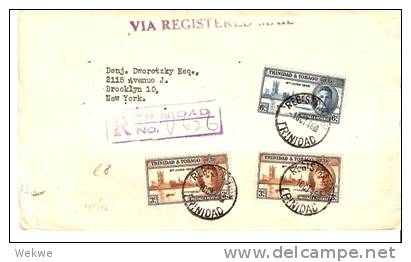 TRT002 / Victoria-Ausgabe 1946 Nach N.Y.(Brief, Cover, Letter, Lettre) - Trinidad & Tobago (...-1961)