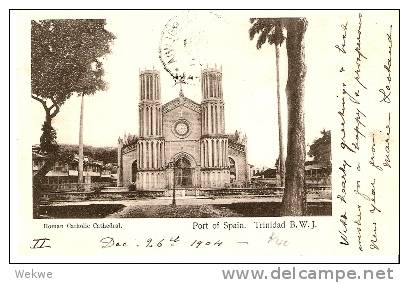 TRT014 / Ansichtskarte  Kath. Kirche 1905 Nach Bolivien Via Panama (Brief, Cover, Letter, Lettre) - Trinidad & Tobago (...-1961)