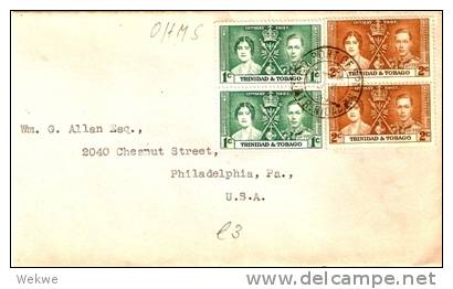 TRT020 / OHMS Nach USA 1937 (Brief, Cover, Letter, Lettre) - Trinidad & Tobago (...-1961)