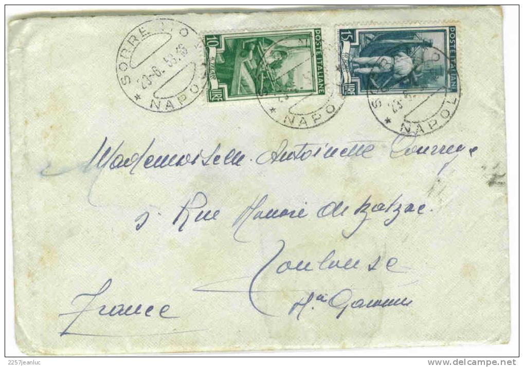 N:577+579 Sur Lettre+corres--+bulletin Exportation+timbre Taxe Sorrento Napoli 15/05/1953 - Errors And Curiosities