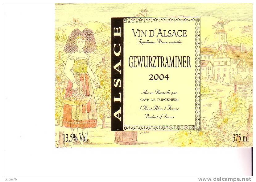 ETIQUETTE - VIN D´ALSACE  - GEWURZTRAMINER  2004 - Gewurztraminer