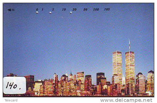 Telefonkarte Telecarte Statue Of Liberty (140) Statue De La Liberte Twins Towers New York USA  Phonecard Japan - Paysages