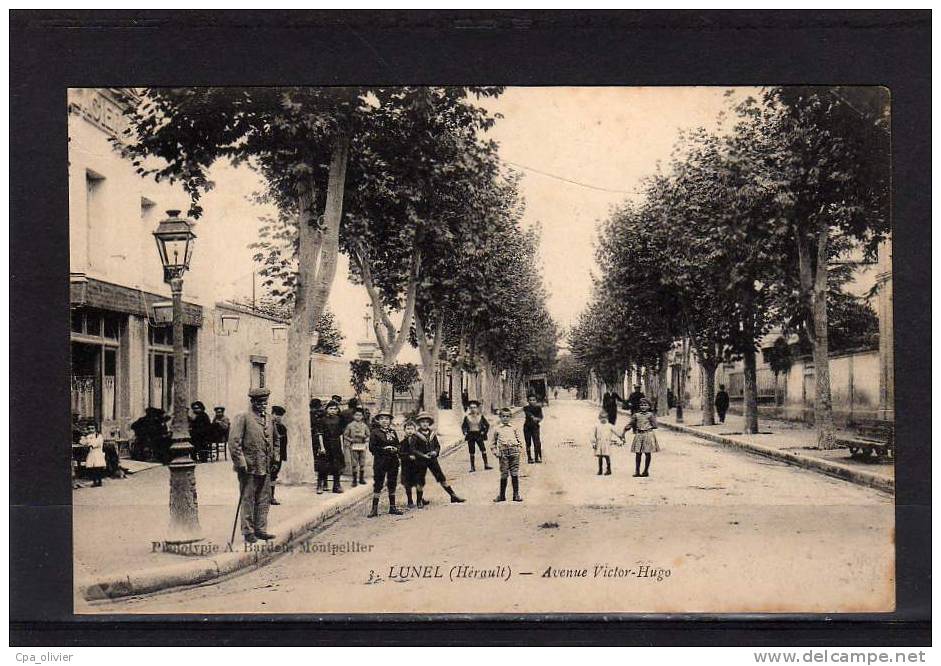 34 LUNEL Avenue Victor Hugo, Animée, Ed Bardou 3, 191? - Lunel