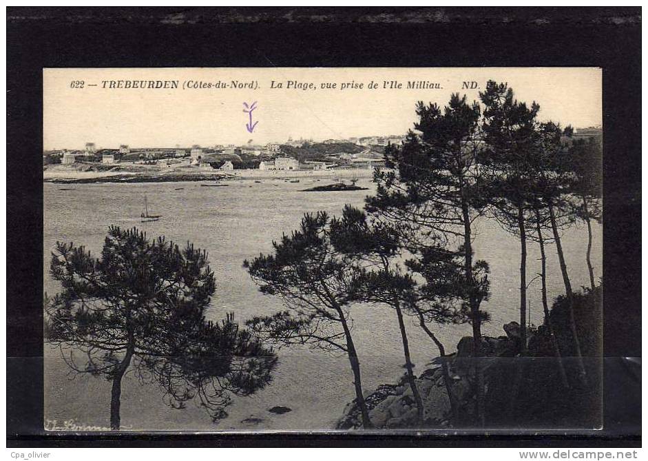 22 TREBEURDEN Plage, Vue Prise De L'Ile Milliau, Ed ND 622, 191? - Trébeurden