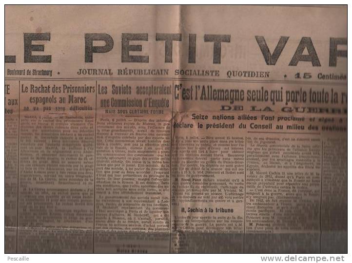 LE PETIT VAR 7 JUILLET 1922 - ALLEMAGNE RESPONSABLE - CACHIN - TOULON BRIGNOLLES CARQUEIRANNE HYERES - VILLES DU VAR - Informations Générales