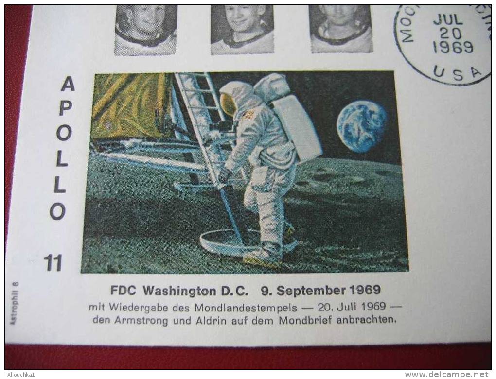 MARCOPHILIE 1ER JOUR D'EMISSION FIRST DAY COVER WASHINGTON  SEP/9/1969 FIRST MAN IN THE MOON APOLLO 11 1ER HOM SUR LUNE - 1961-1970