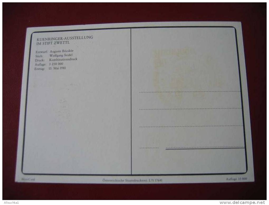 MARCOPHILIE AUTRICHE OSTERREICH BRIEFMARKEN WERBESCHAU BSV DONAU 3910 ZWETTL DIE KUENRIGER 15 MAI1981 CARTE MAXIMUM - Maximumkarten (MC)