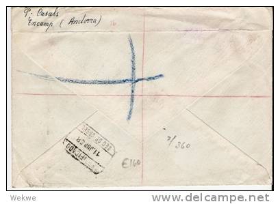 PAE017/ ANDORRA -  Einschreiben, England, Stempel Encamp   Nach Timperly, 10 Pts. Landkarte - Lettres & Documents