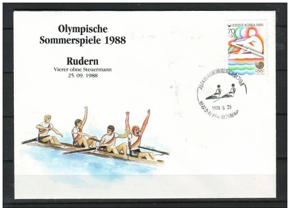 KOREA ZUID 1985 3 Covers MI 1411 Roeien Rudern "olympic Games" Seoul Peter Michael Kolbe - Rudersport