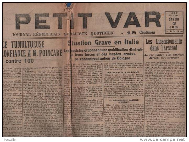 LE PETIT VAR 3/06/1922 - VILLES DU VAR - TOULON - ARSENAL - FASCISTES - IRLANDE - BRIGNOLES HYERES ST RAPHAEL - General Issues
