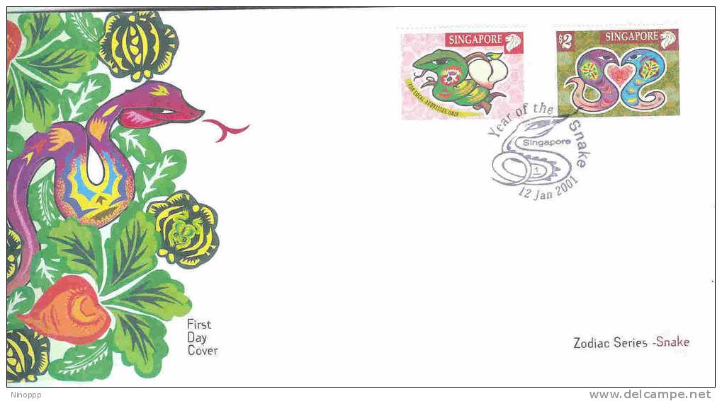 Singapore-2001 Year Of The Snake FDC - Singapore (1959-...)