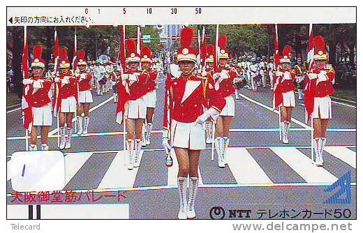 Télécarte MAJORETTES (1) Musique Militaire Fanfare  Military Music Japon Phonecard - Musik