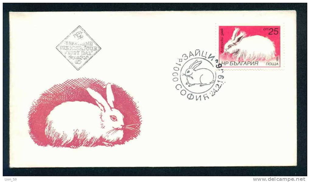 FDC 3488 Bulgaria 1986 / 5 Hares And Rabbits /Hasen Und Kaninchen Franzosisches Silberkaninchen Angorakaninchen Englisc - Conejos